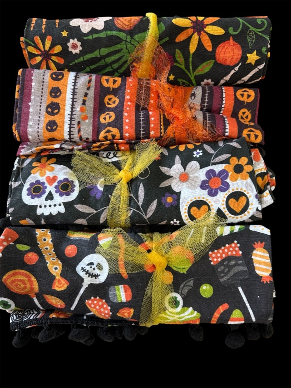 Halloween Dish Towel Lot of 4 Cotton NWT